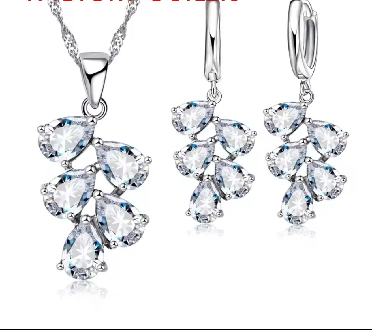 925 Sterling Silver plated Jewelry Sets /bridal set - photo 4