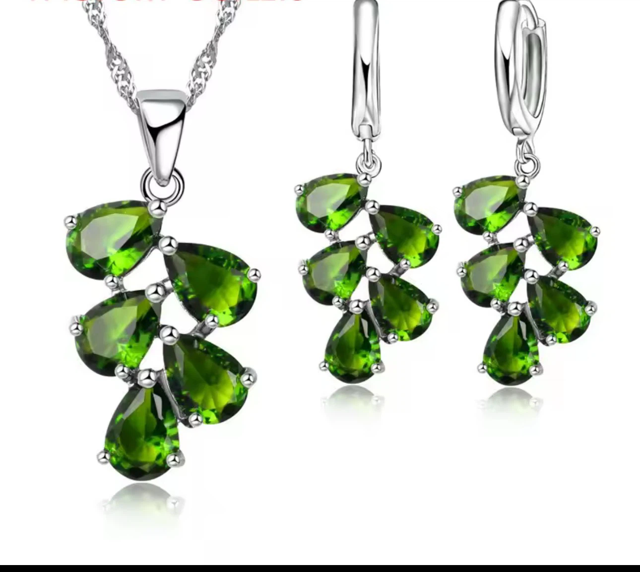 925 Sterling Silver plated Jewelry Sets /bridal set - photo 5