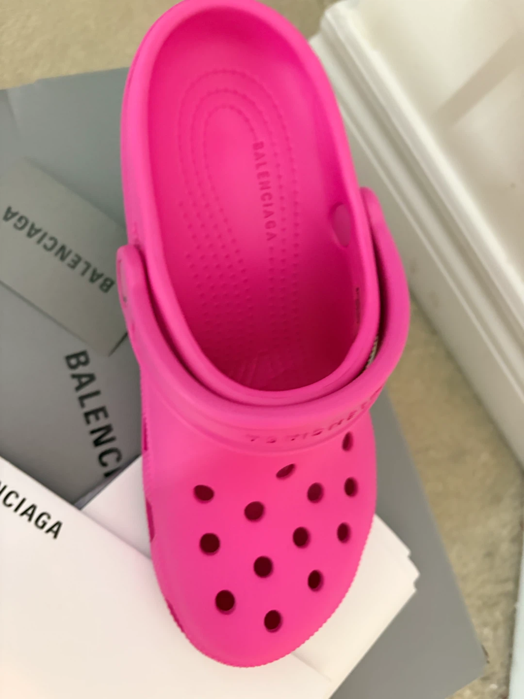 Balenciaga Pink Crocs Platform Heels - photo 3