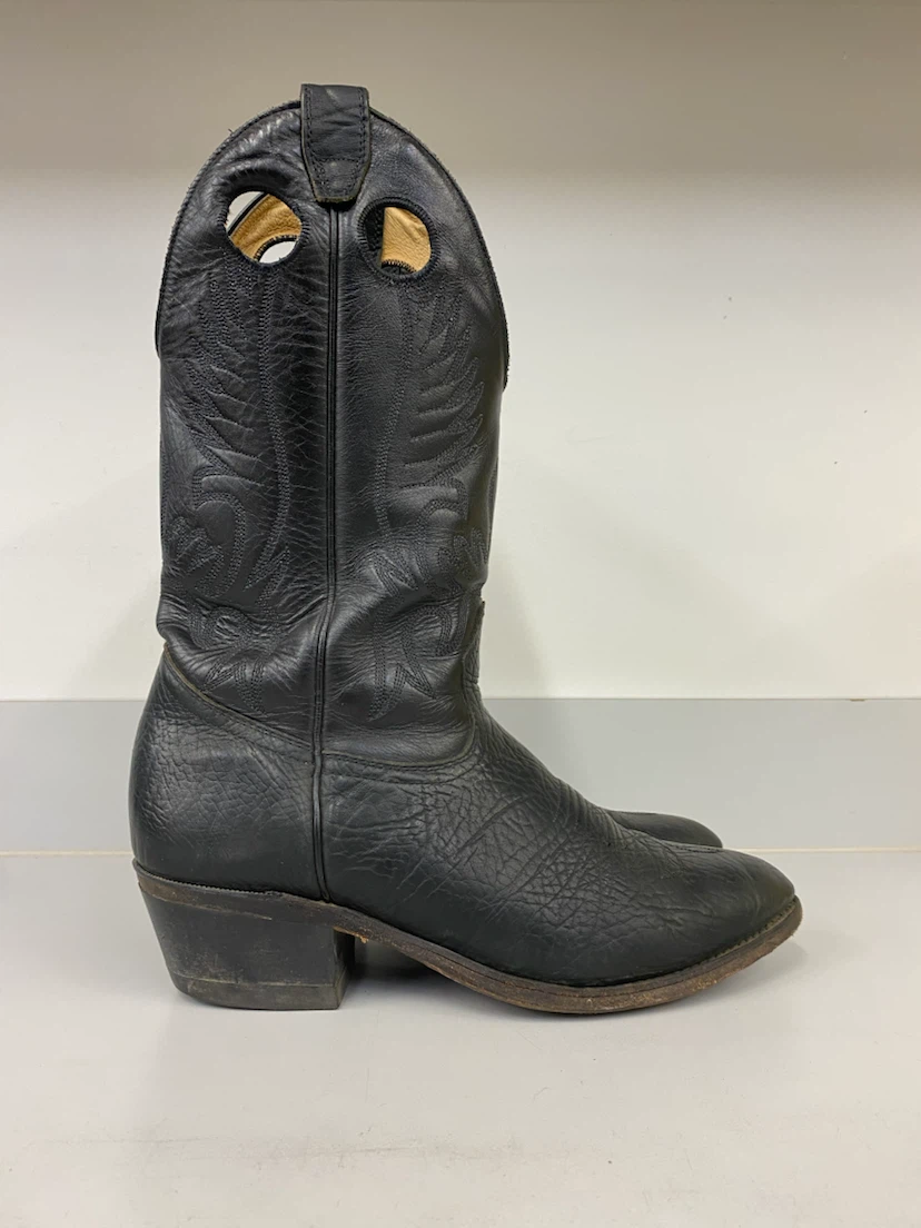 Boulet Black Leather Buckaroo Cowboy Boots Women’s - 8/8.5