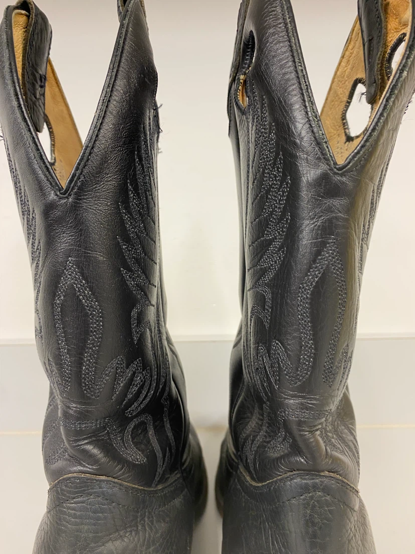 Boulet Black Leather Buckaroo Cowboy Boots Women’s - 8/8.5 - photo 4