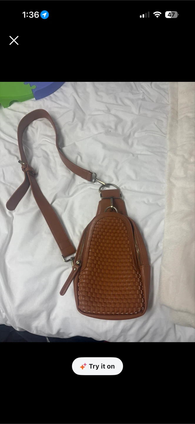 Brown Woven Sling Bag