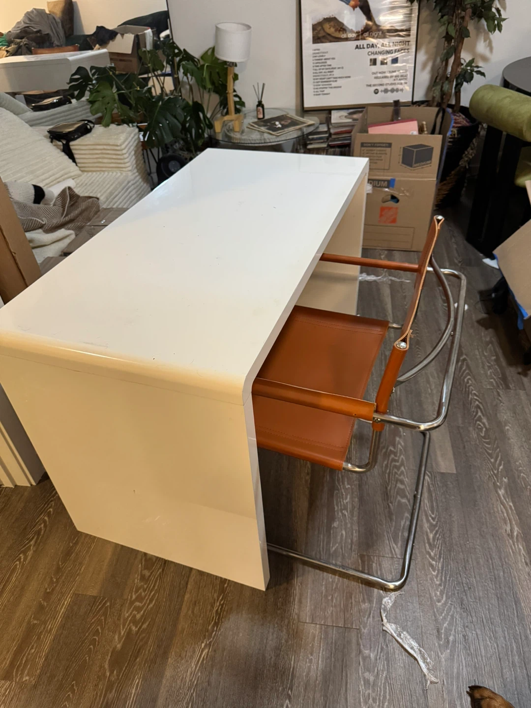 Modern White Waterfall Desk - photo 4