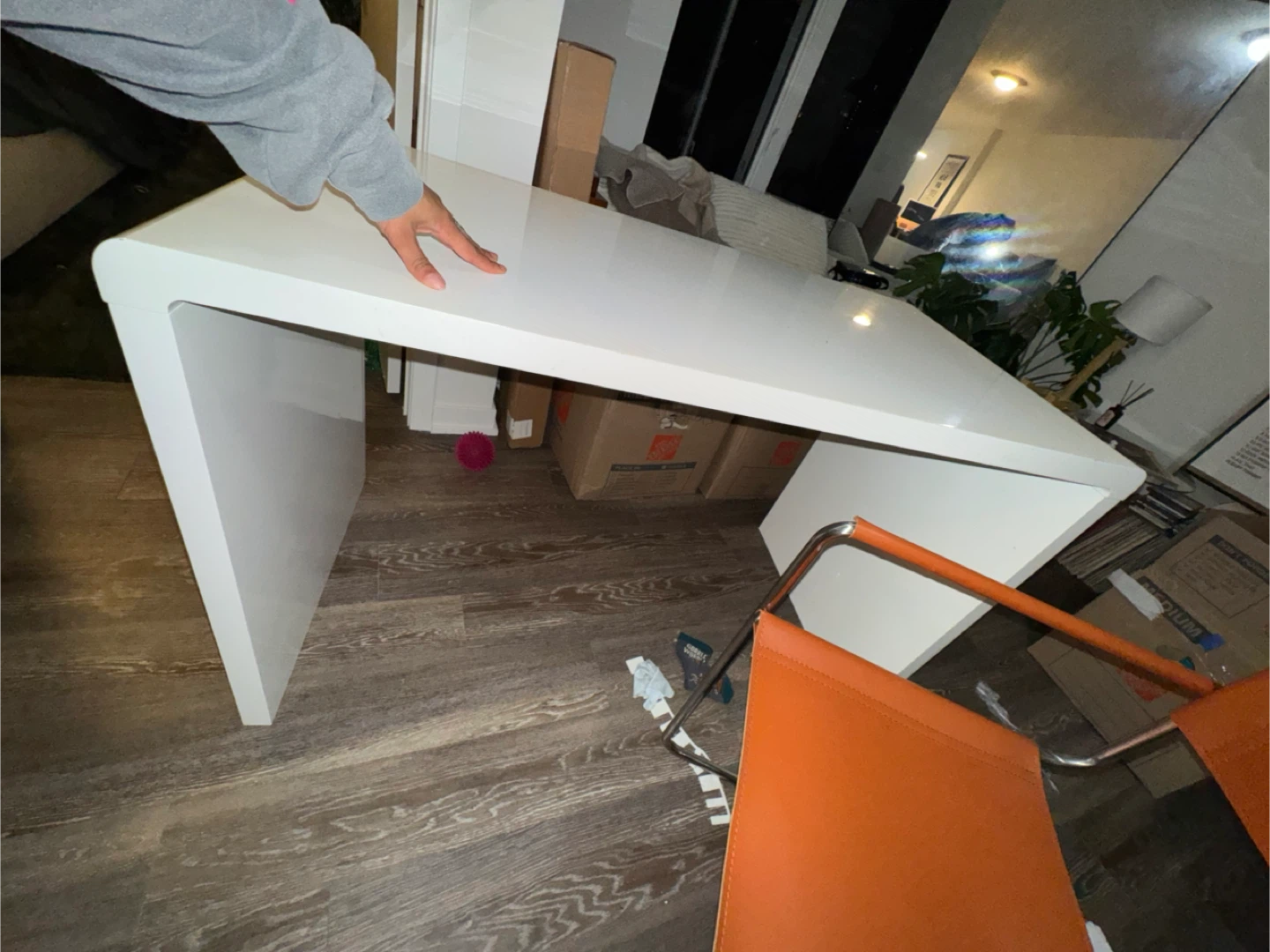 Modern White Waterfall Desk