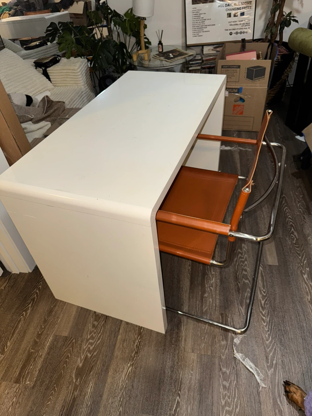 Modern White Waterfall Desk - photo 3