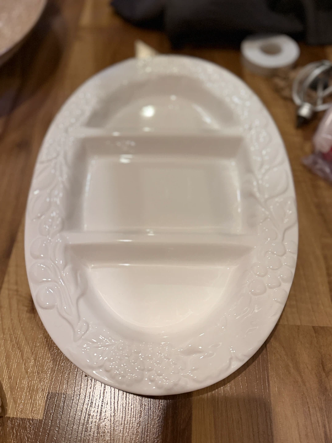 New White Ceramic Divided Serving Platter