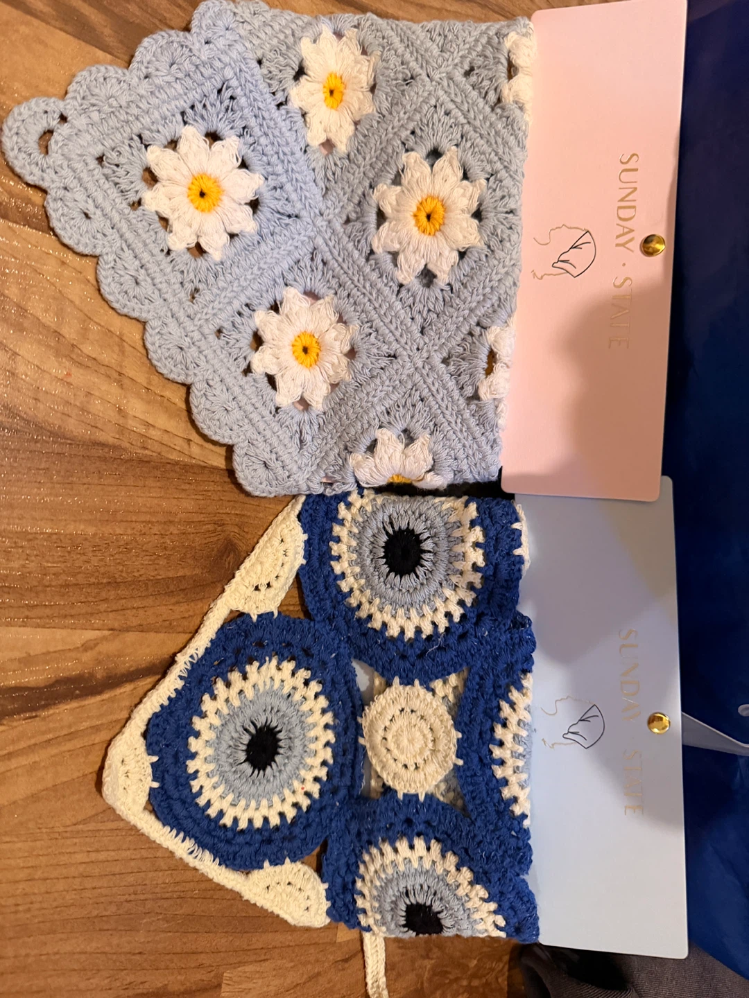 Handmade Crochet Flower & Evil Eye Pouch Set