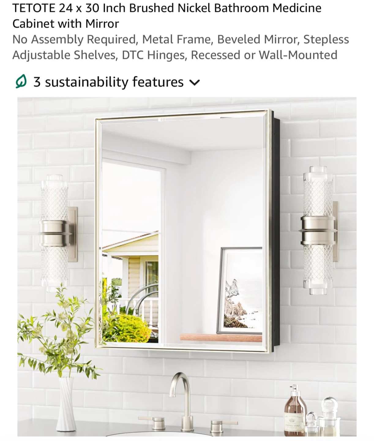 TETOTE 24 x 30 Inch Medicine Cabinet with Mirror B430