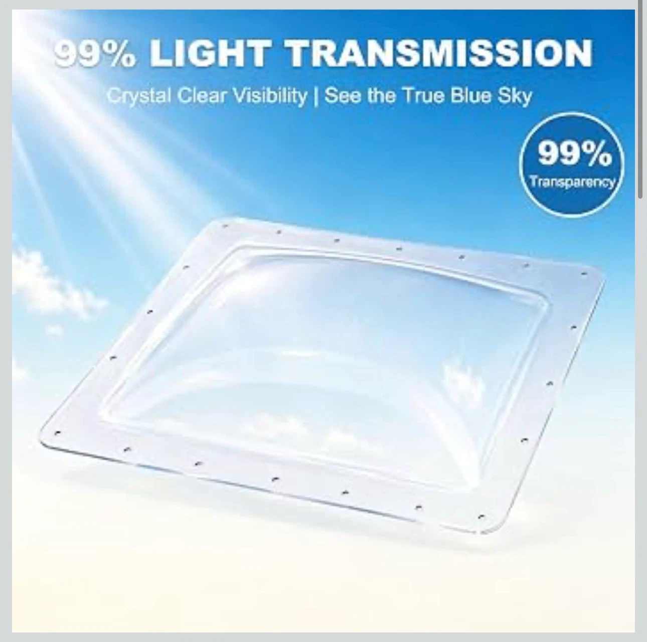 RV Skylight Replacement Outer Dome Clear Polycarbonate 18x22 - photo 2