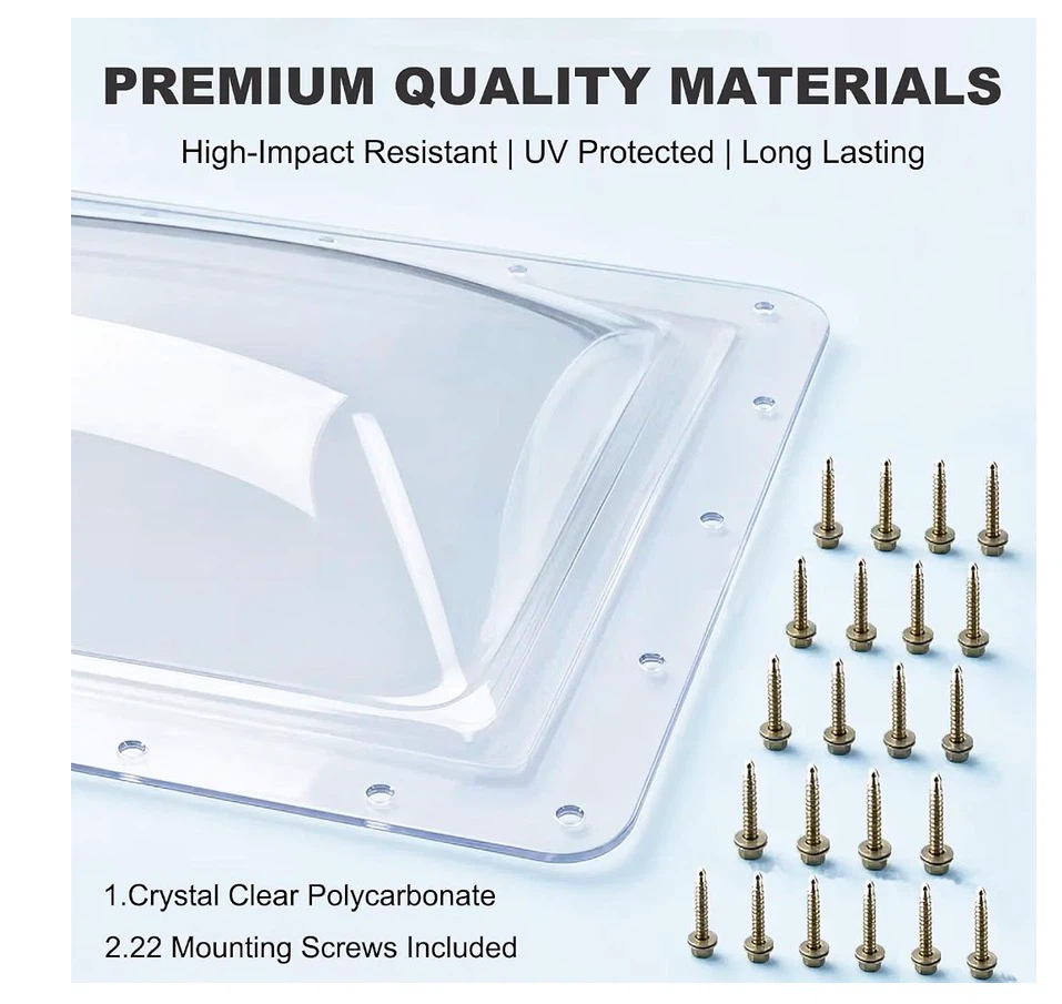 RV Skylight Replacement Outer Dome Clear Polycarbonate 18x22 - photo 5