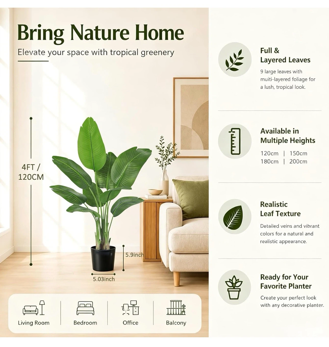 4FT Artificial Bird of Paradise Plant BPA - photo 2