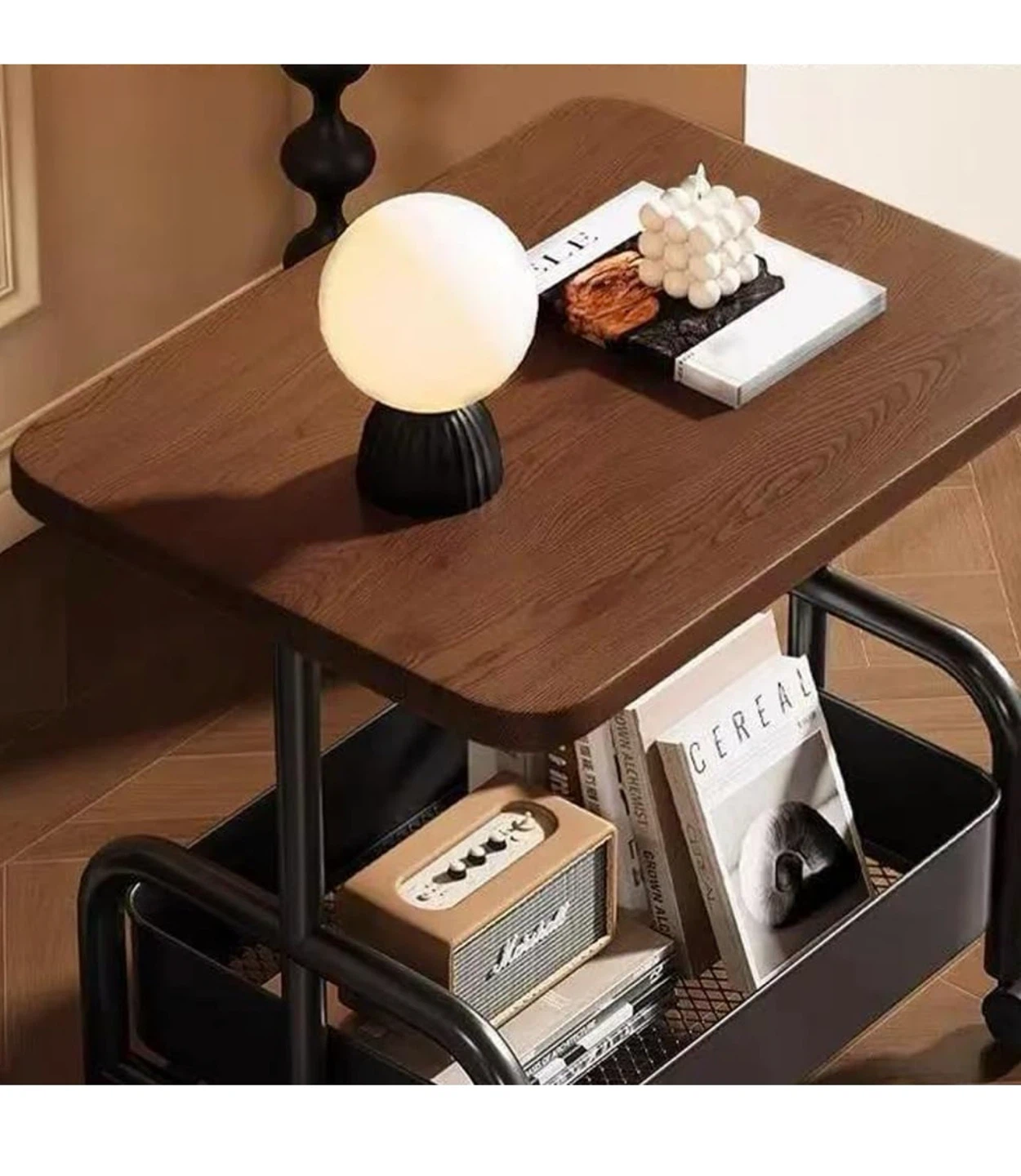Hbluefat 2-Tier End Table with Wheels -Wood+White 2TT - photo 4