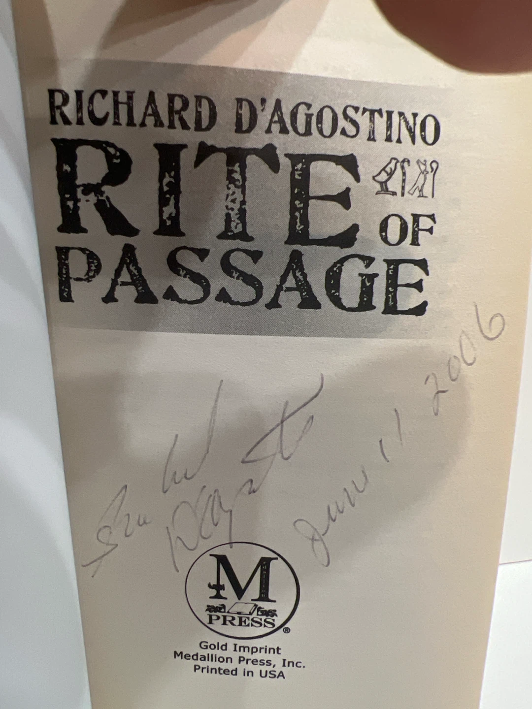 Richard D'Aostino Rite of Passage Book - photo 2