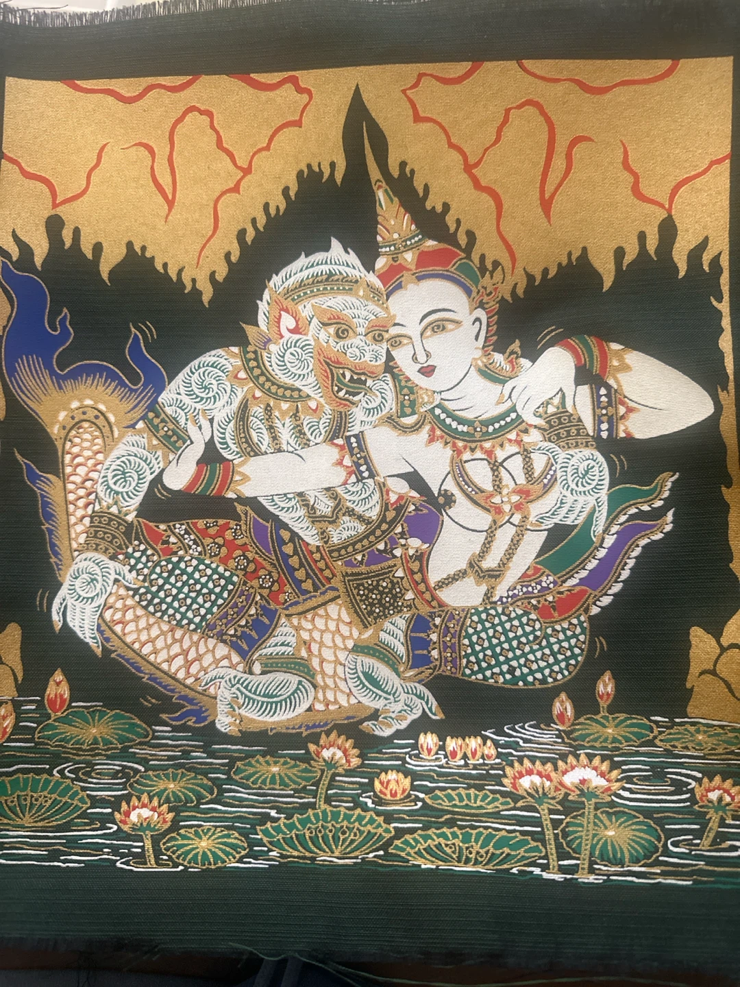 Thai Ramakien Silk Wall Hanging
