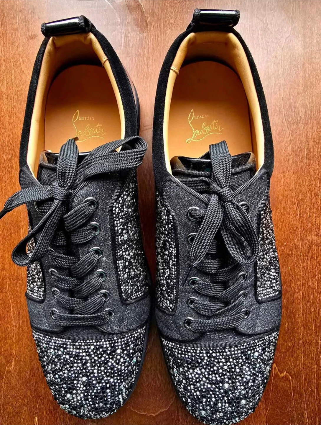 Christian Louboutin Black Crystal Sneakers