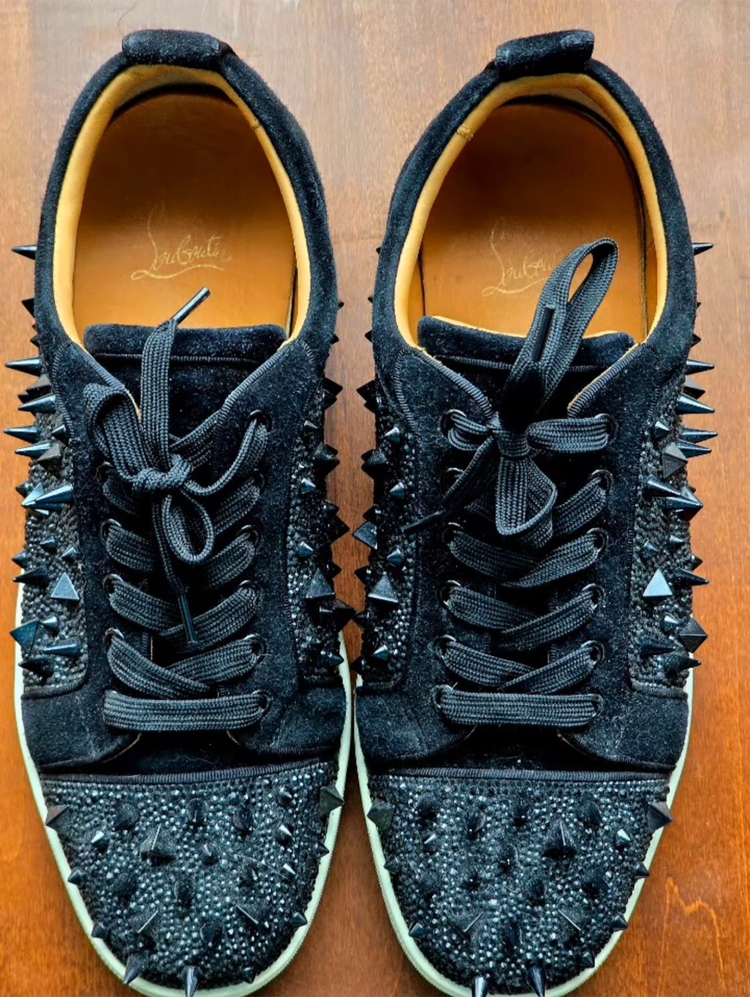 Christian Louboutin Black Suede Spiked Sneakers