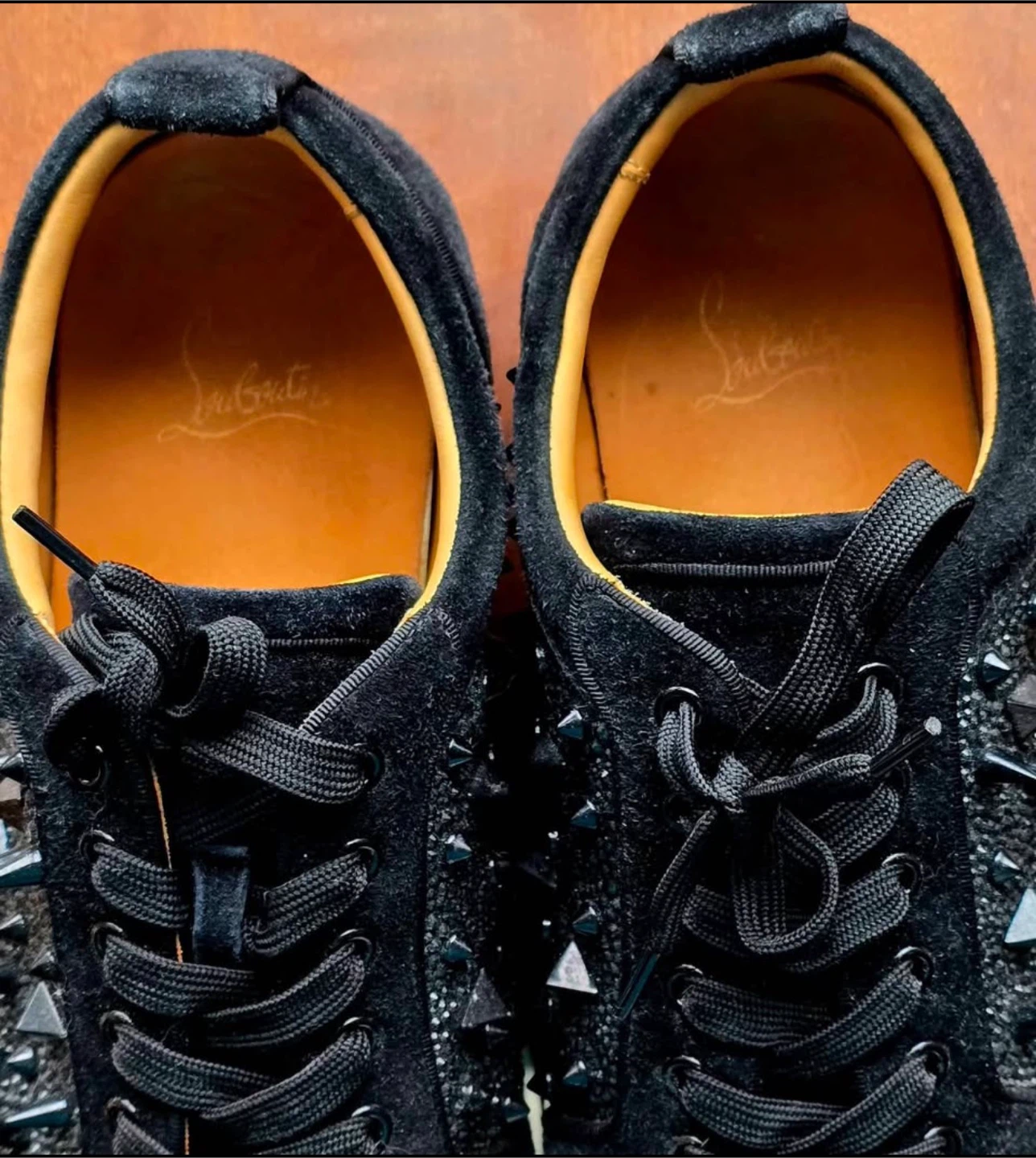 Christian Louboutin Black Suede Spiked Sneakers - photo 2