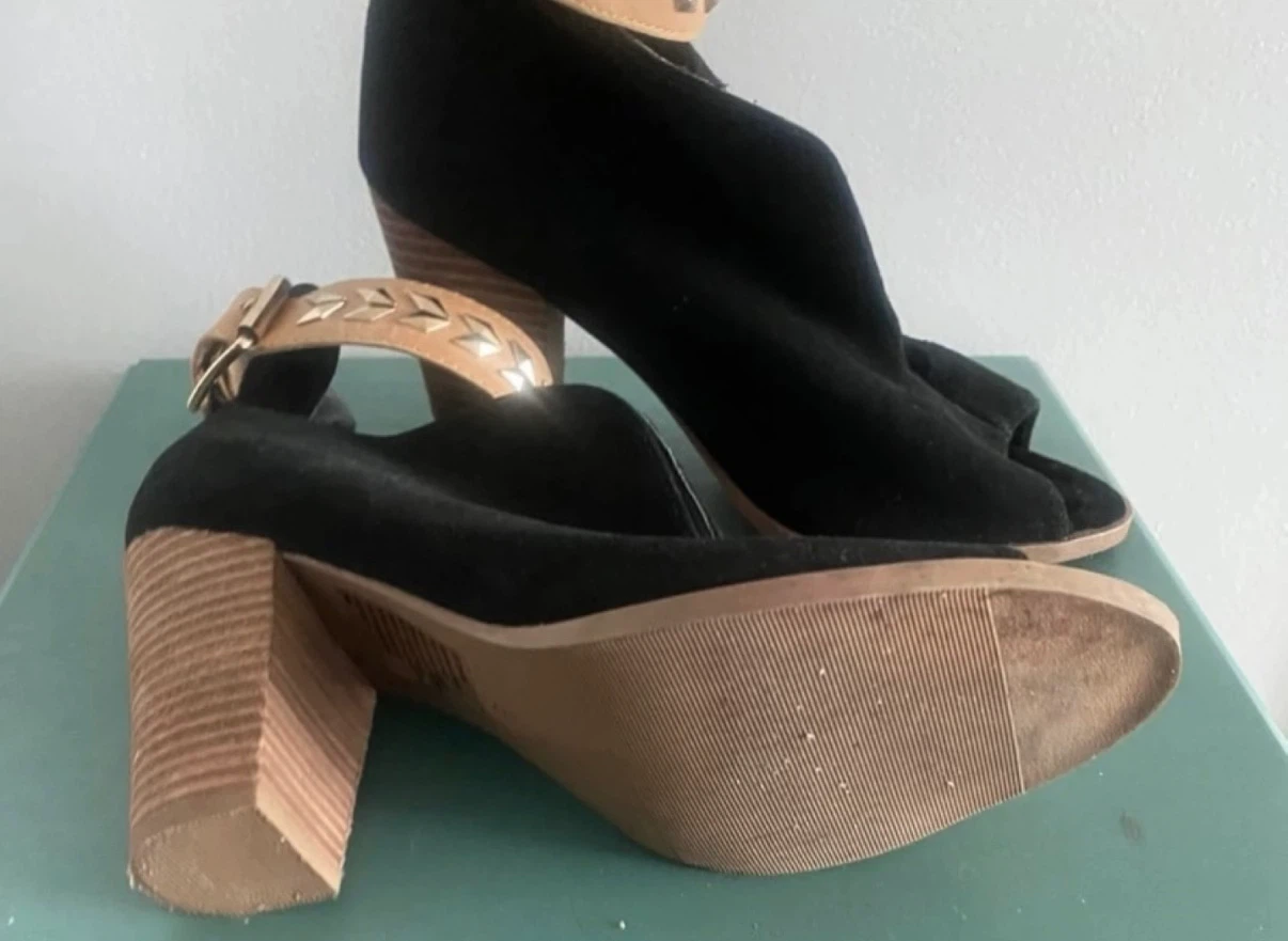 Black Suede Peep-Toe Ankle Boots - photo 2