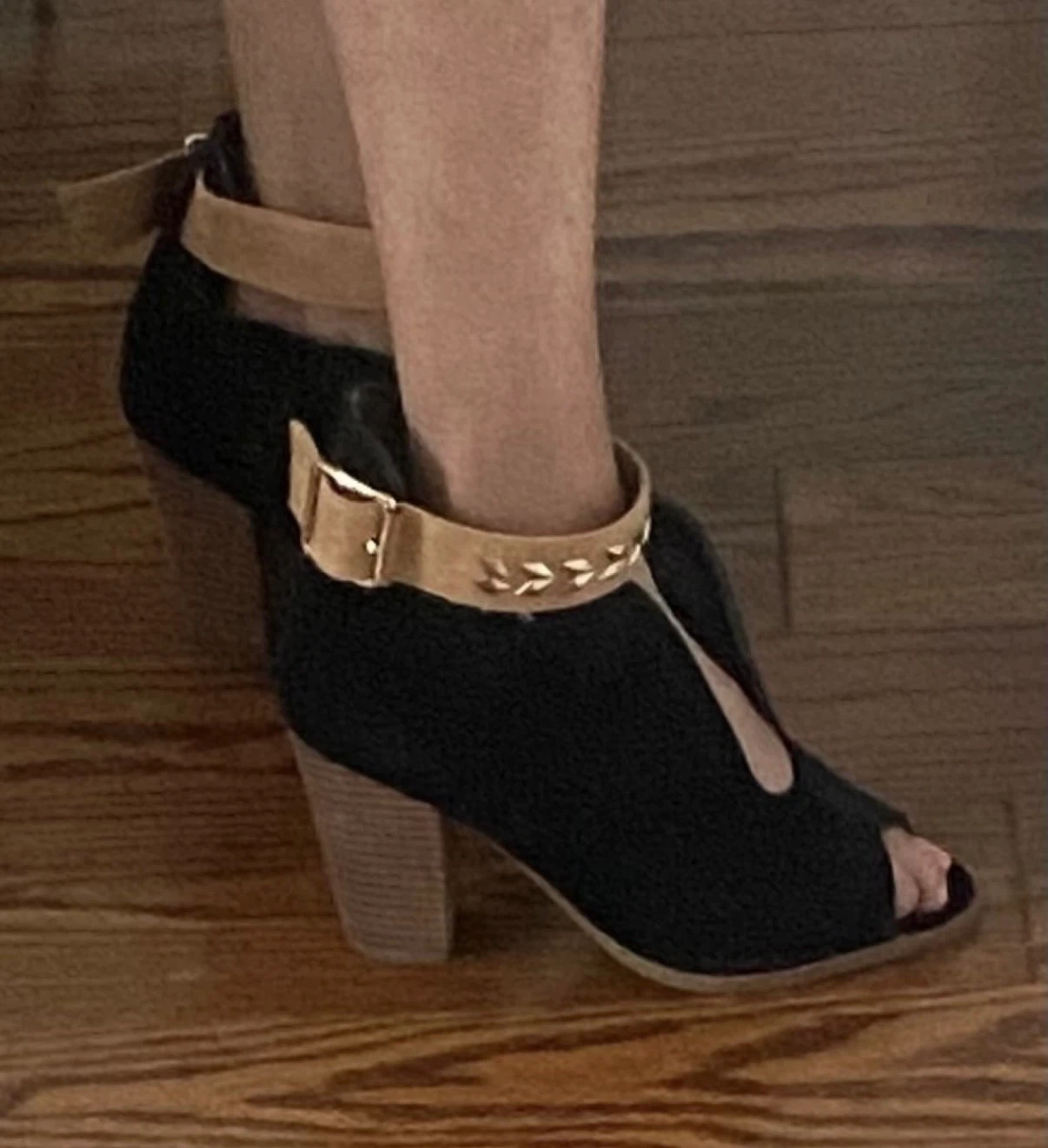 Black Suede Peep-Toe Ankle Boots - photo 3