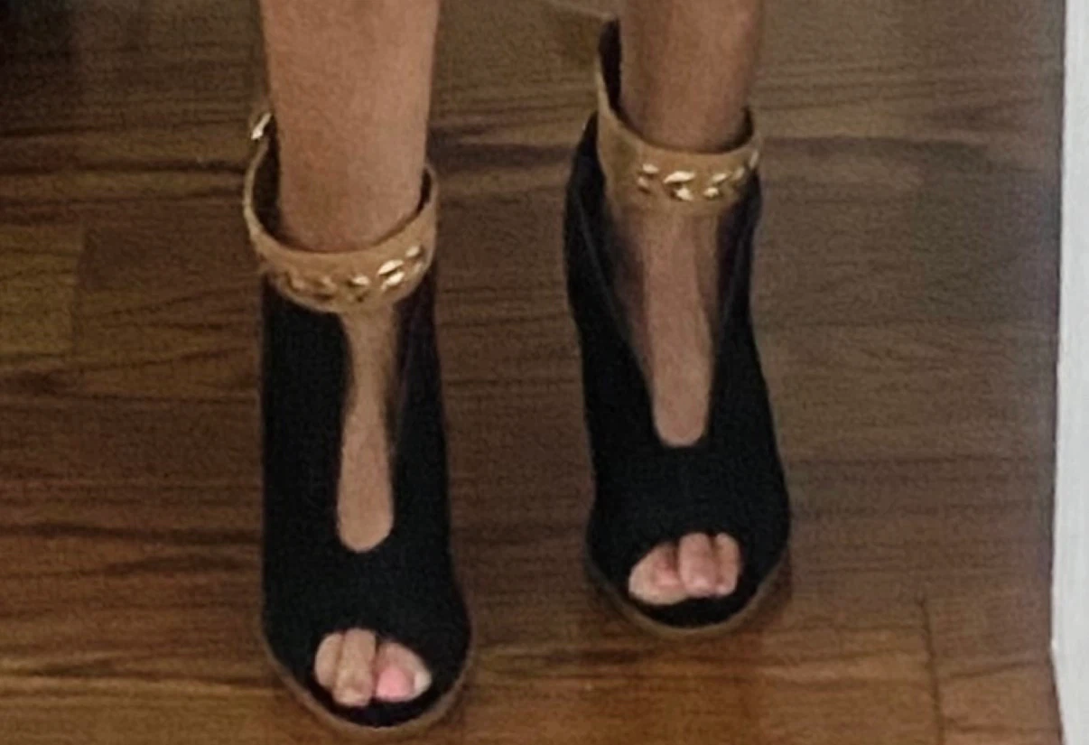 Black Suede Peep-Toe Ankle Boots - photo 5