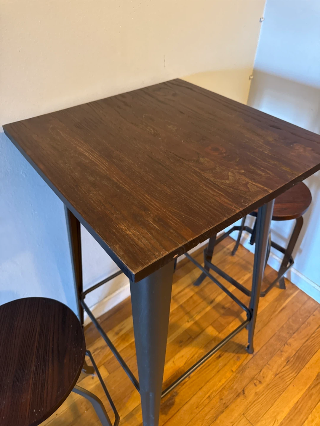 Adjustable Height Bar Stool with Wooden Seat - photo 3