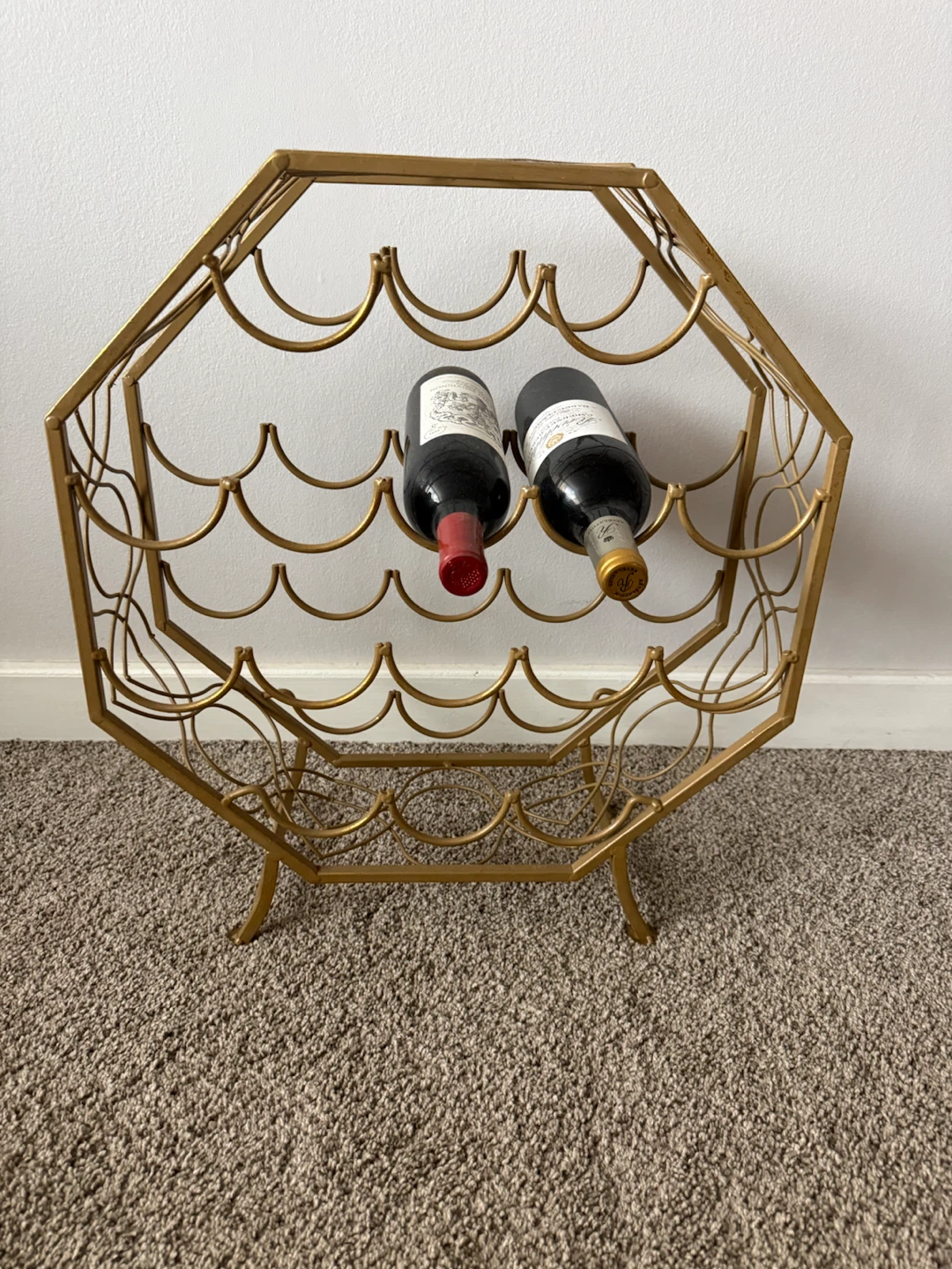 Gold Octagonal Wine Rack