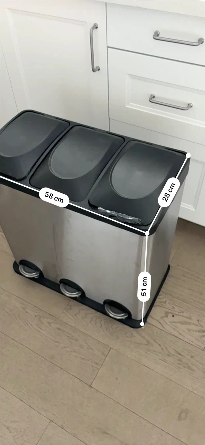Triple Compartment Stainless Steel Trash Can - photo 2