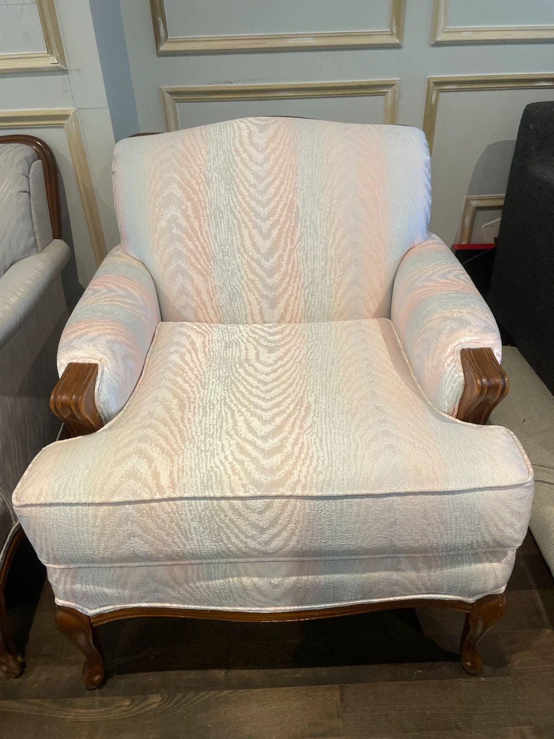 Accent Armchair with Upholstered Seat and Wood Accents