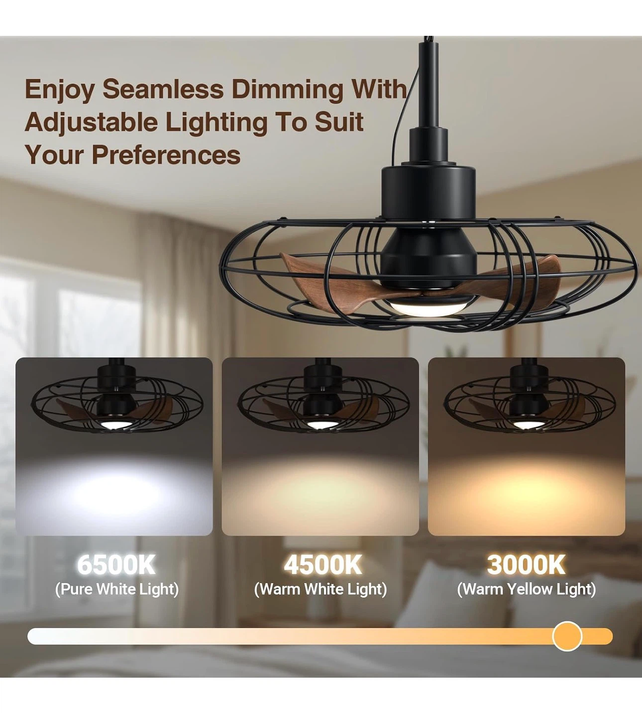 21" Outdoor Ceiling Fan with Lights & Remote , Black GPG - photo 3