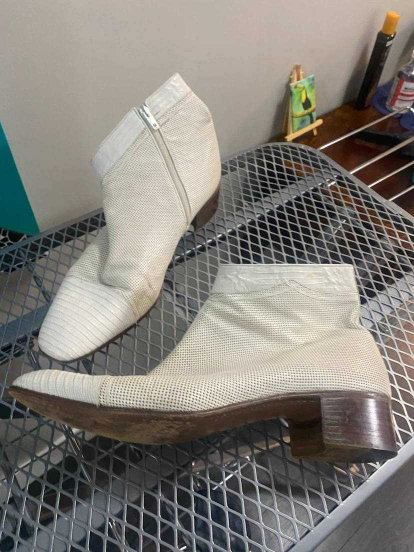 Verlaine Paris White Perforated Ankle Boots