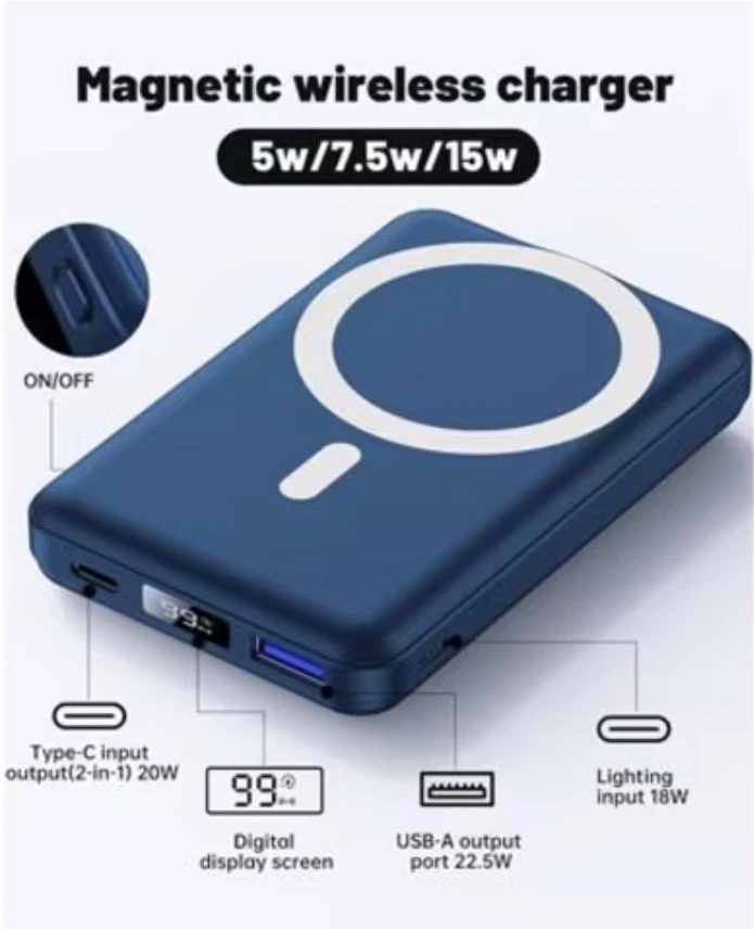 Yiisonger 10000 mAh Magnetic Wireless Power Bank - photo 2