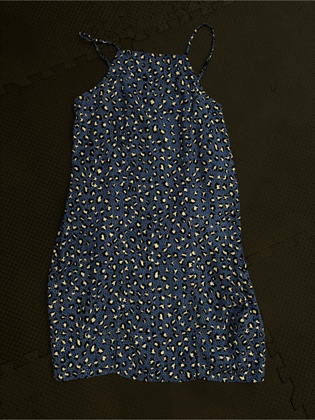 Le Lis Blue Leopard Print Spaghetti Strap Dress