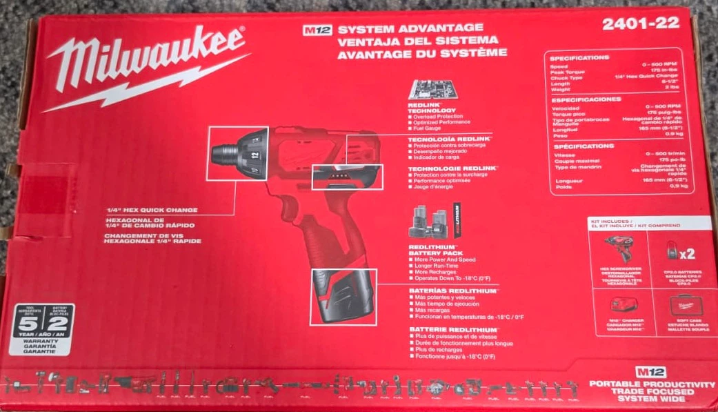 Milwaukee M12 1/4" Hex Screwdriver Kit 2401-22 - photo 2