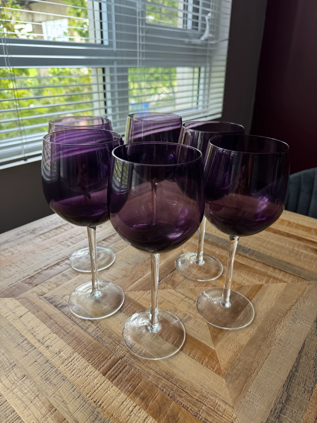 6 Purple Wine Glasses