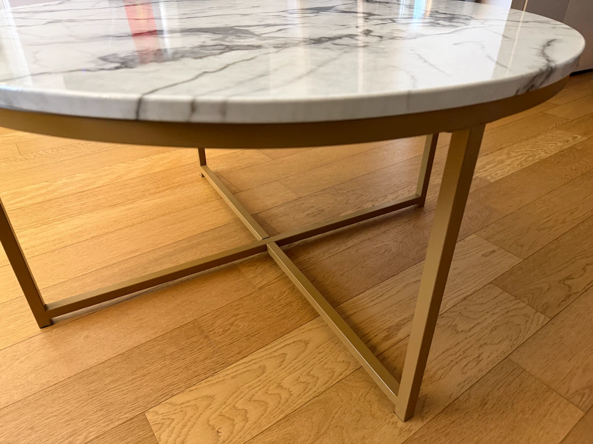 Round White Marble Style Coffee Table - photo 2