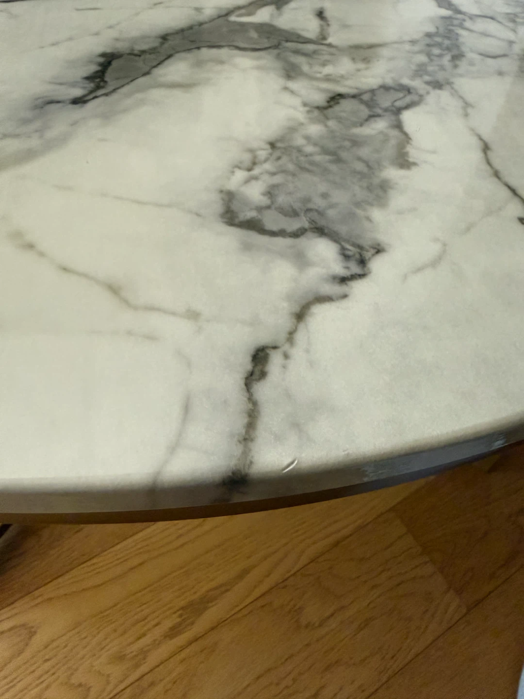 Round White Marble Style Coffee Table - photo 4