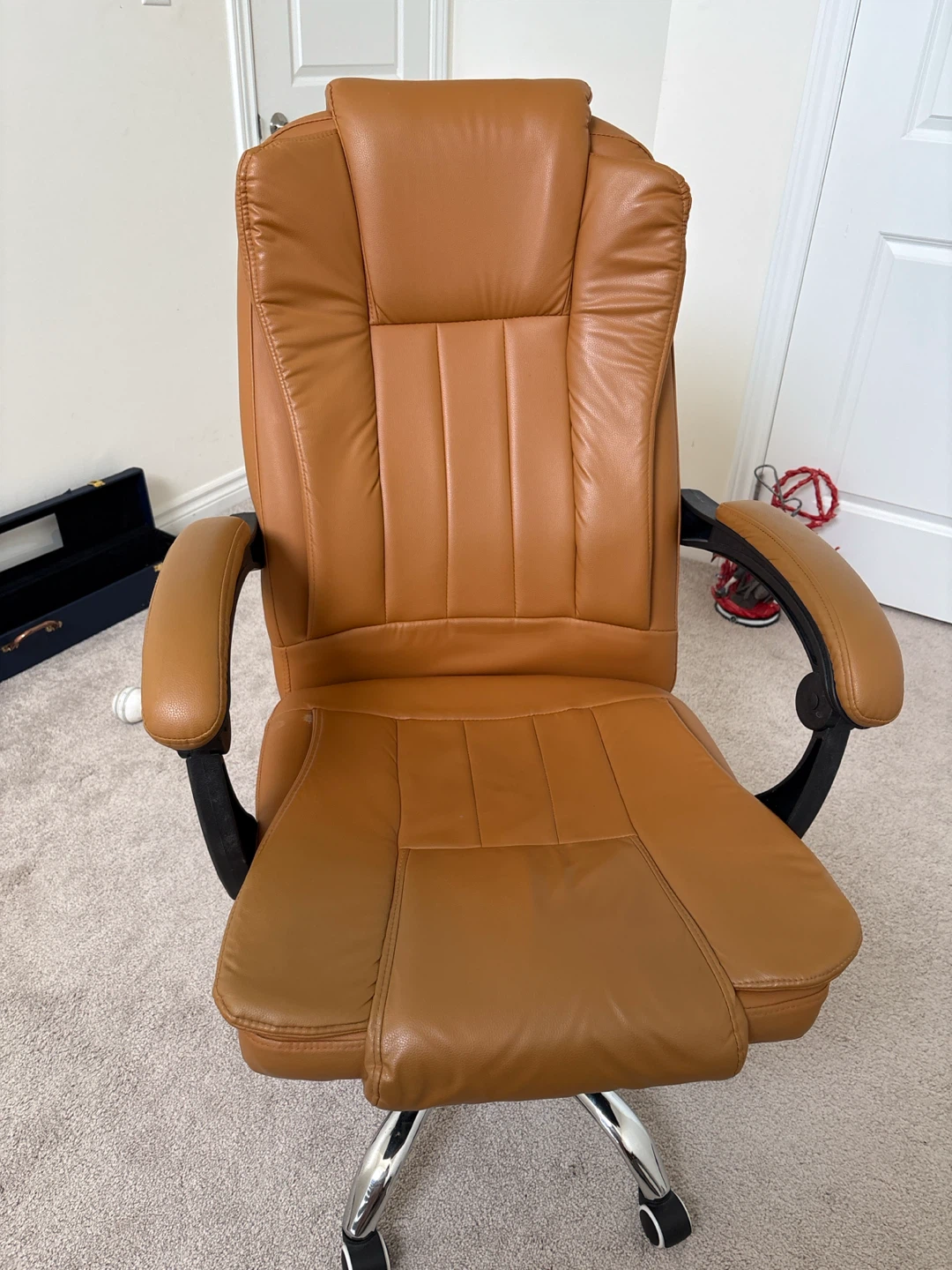 Ergonomic Office Chair - Tan Faux Leather