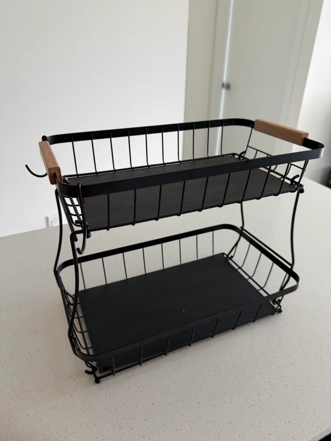 Two-Tier Black Metal Fruit Rack
