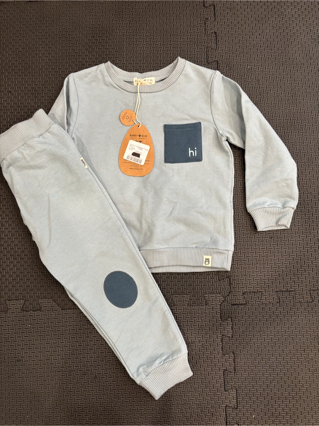 Rabbit & Bear Organic Cotton "Hi" Pocket Sweatshirt & Jogger Set