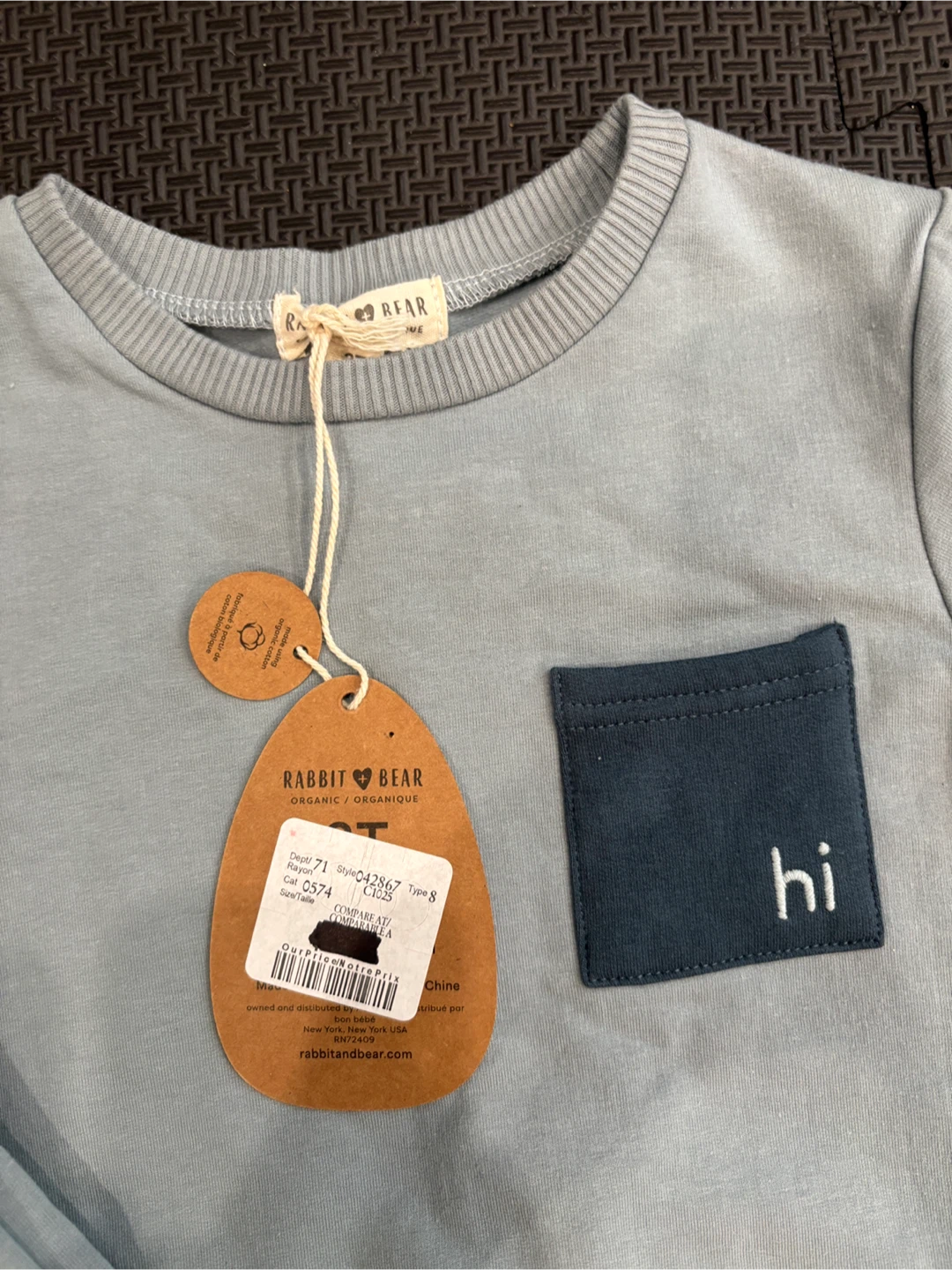 Rabbit & Bear Organic Cotton "Hi" Pocket Sweatshirt & Jogger Set - photo 2