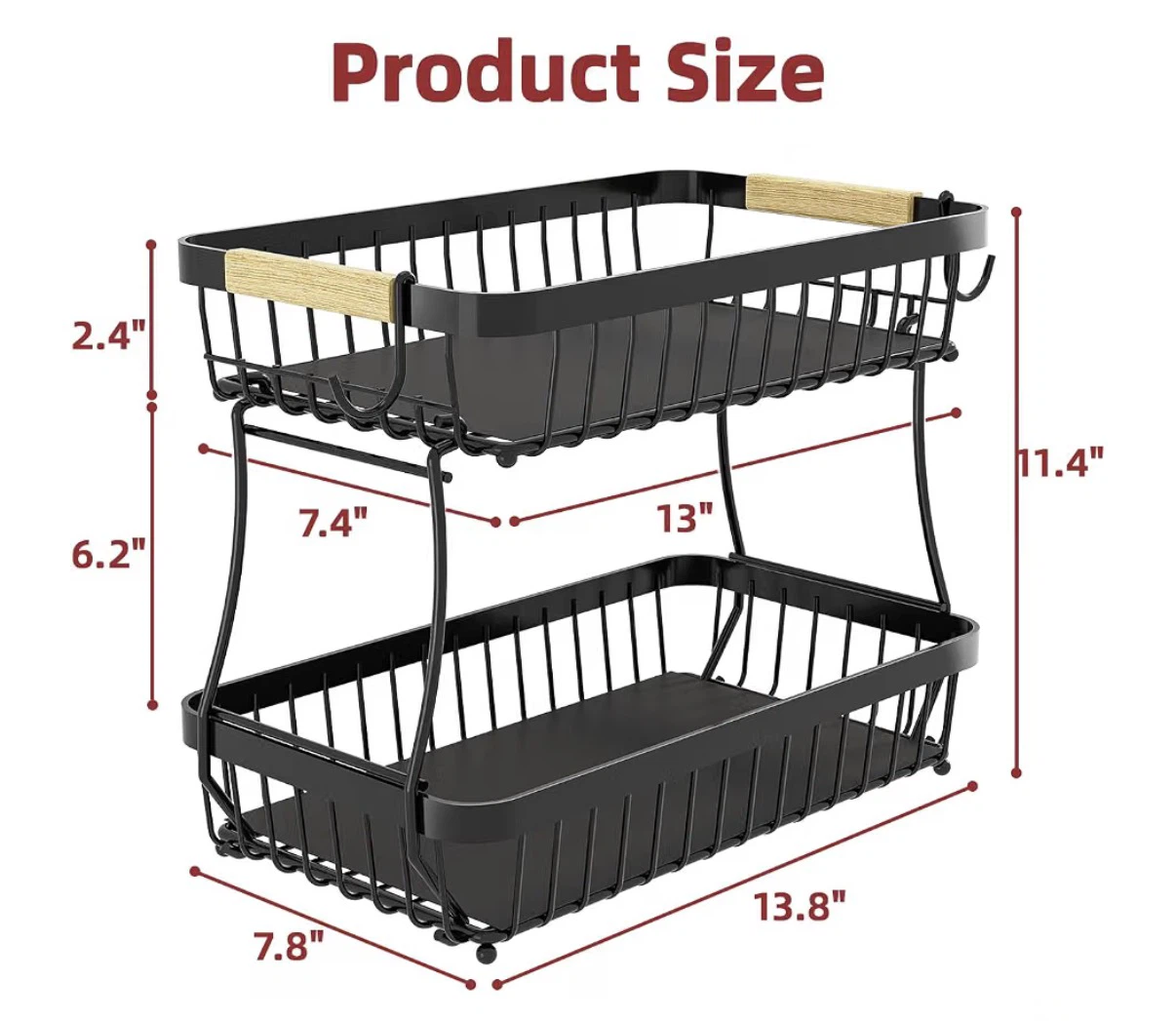 Two-Tier Black Metal Fruit Rack - photo 4