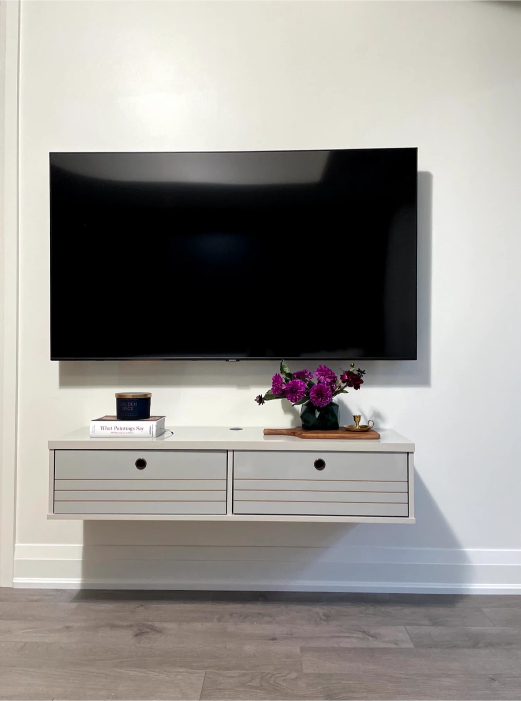 Grey Floating Entertainment Unit with Doors - photo 4