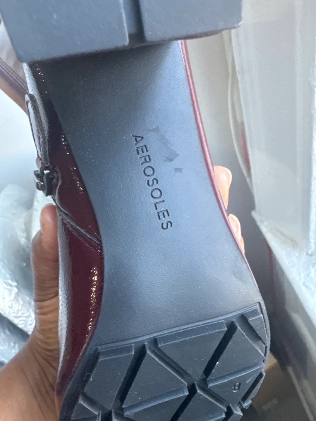 Burgundy Patent Ankle Boots Size 8M - photo 2