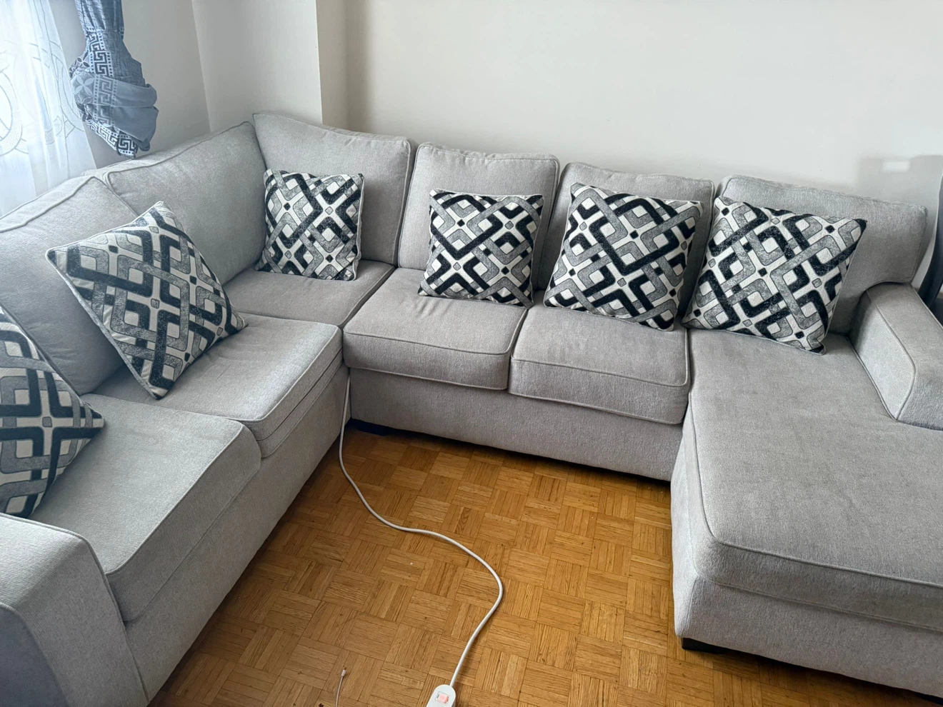Grey Sectional Sofa with 5 Throw Pillows - photo 3