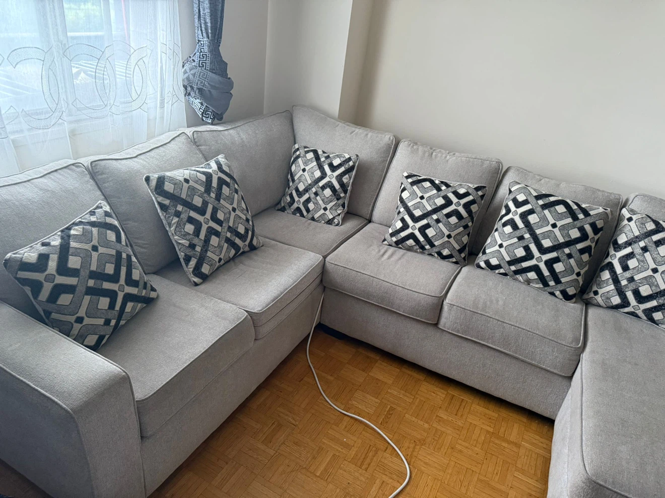 Grey Sectional Sofa with 5 Throw Pillows - photo 5