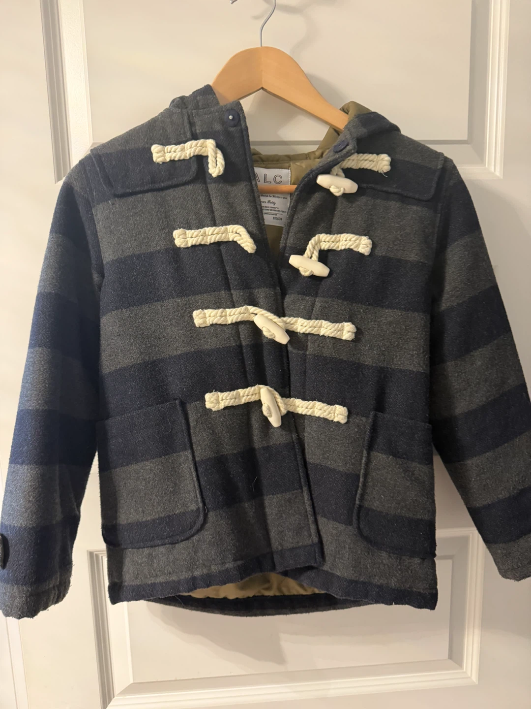 ALC Striped Hooded Duffel Coat