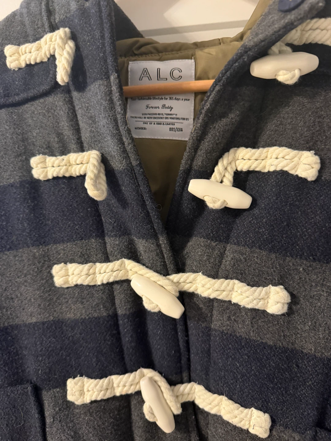 ALC Striped Hooded Duffel Coat - photo 3
