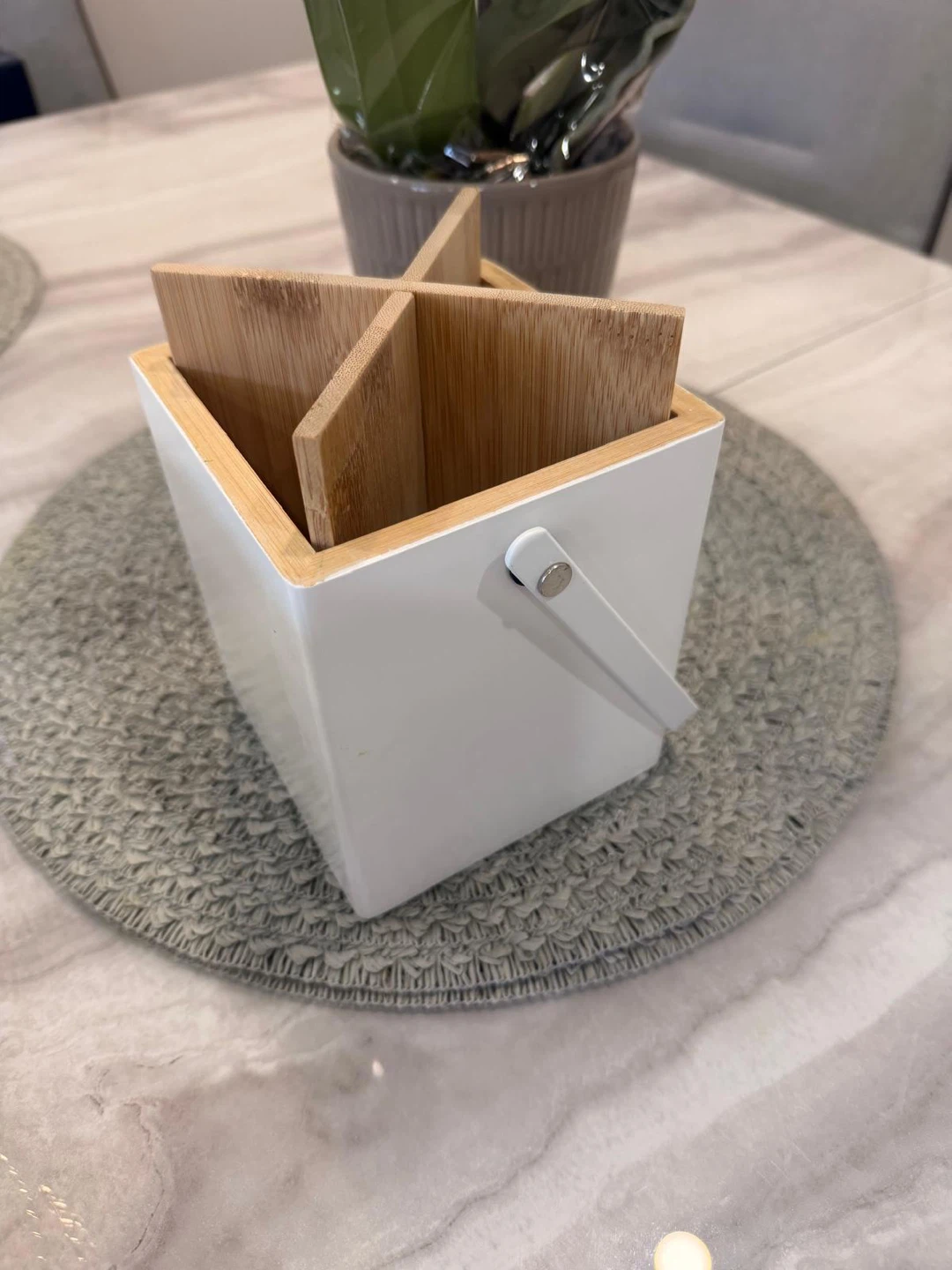 White and Bamboo Cutlery Caddy - photo 2