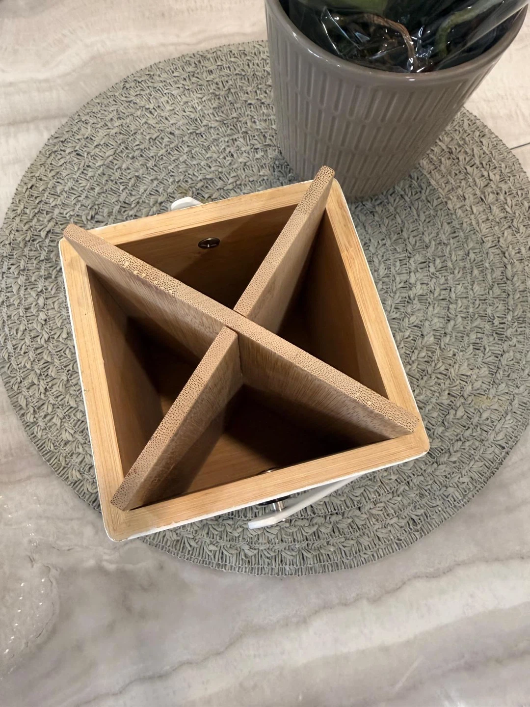 White and Bamboo Cutlery Caddy - photo 3