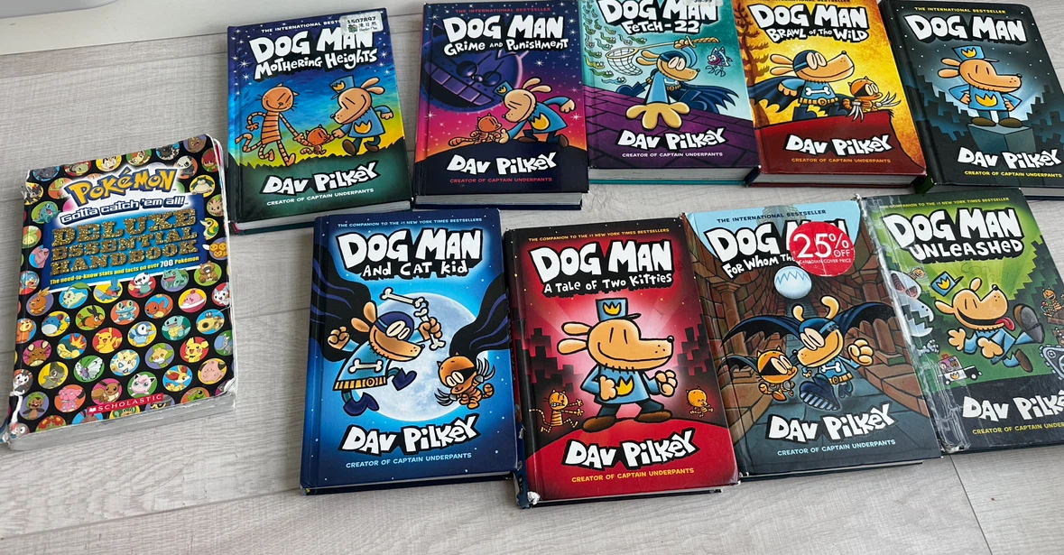 Dog man books 9 books + Pokemon book